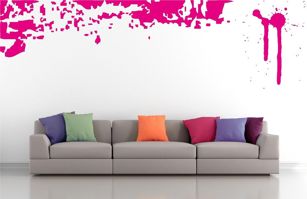 Picniva Drips Border Wall Decals, Pink, 10 in Height, DOTPR03A
