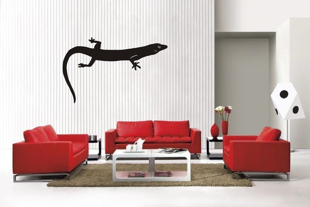 Picniva Lizard Style 1 Vinyl Wall Decal, Matte Black, 22 x 13.8 in