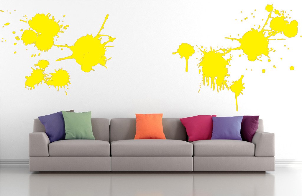 Picniva Splatter Assortment Wall Decals, Yellow, 10 in Height, DOTPR12A
