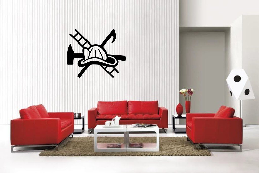 Picniva Matte Black Fireman Style 13 Vinyl Wall Decal Firefighter Hero