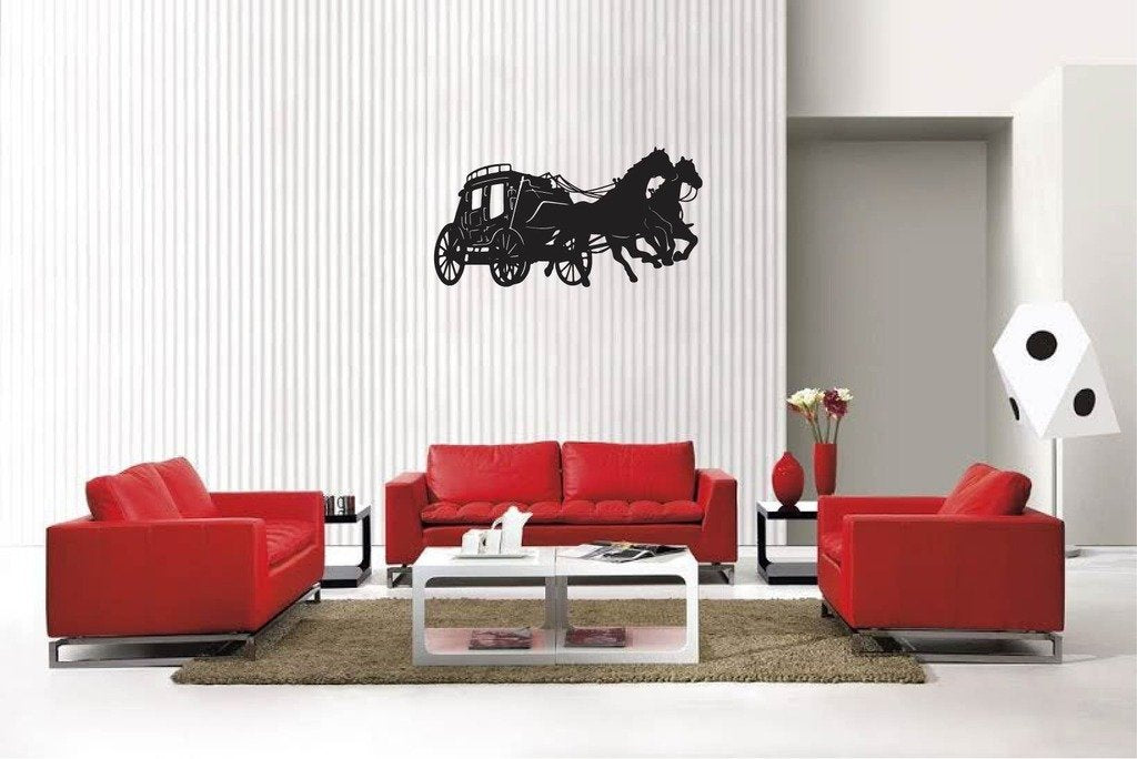 Picniva Matte Black Stagecoach Style 7 Vinyl Wall Decal Western Rustic