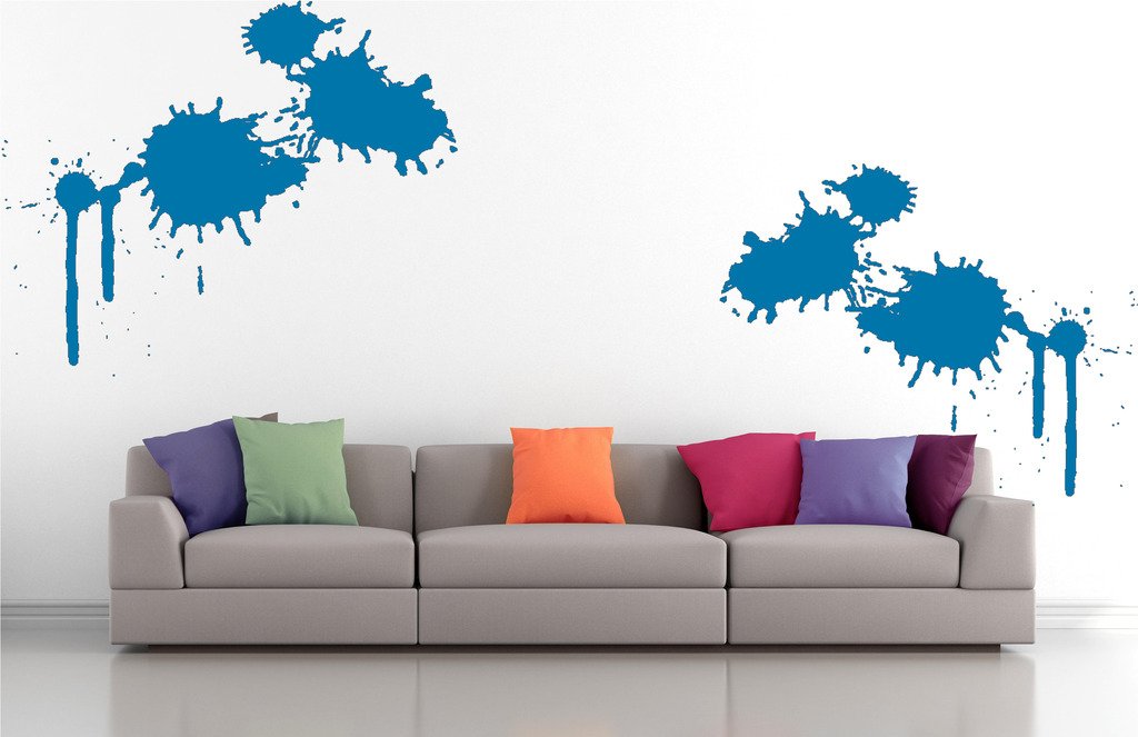 Picniva Paint Blots Wall Decals, Blue, 10 in Height, DOTPR05A