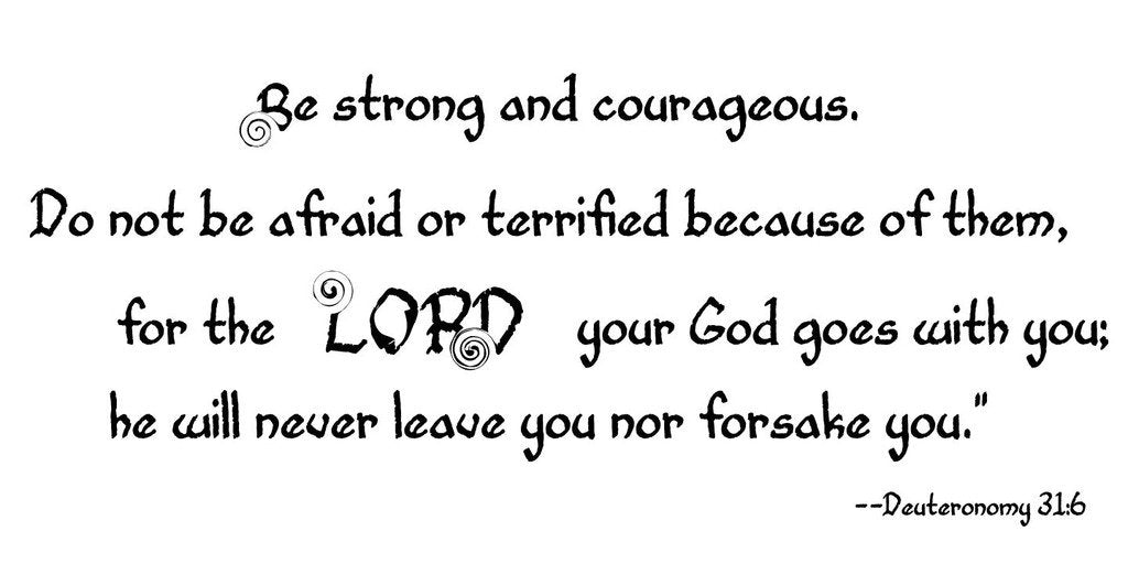 Picniva Matte Black Deuteronomy 31:6 Scripture Vinyl Wall Decal Faith Bible