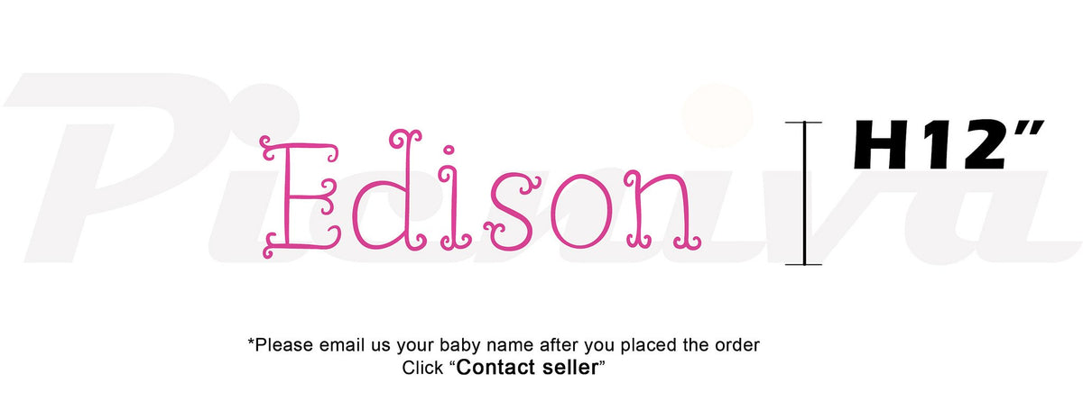 Picniva Custom Baby Name Wall Decal, Pink Butterfly, Font Five