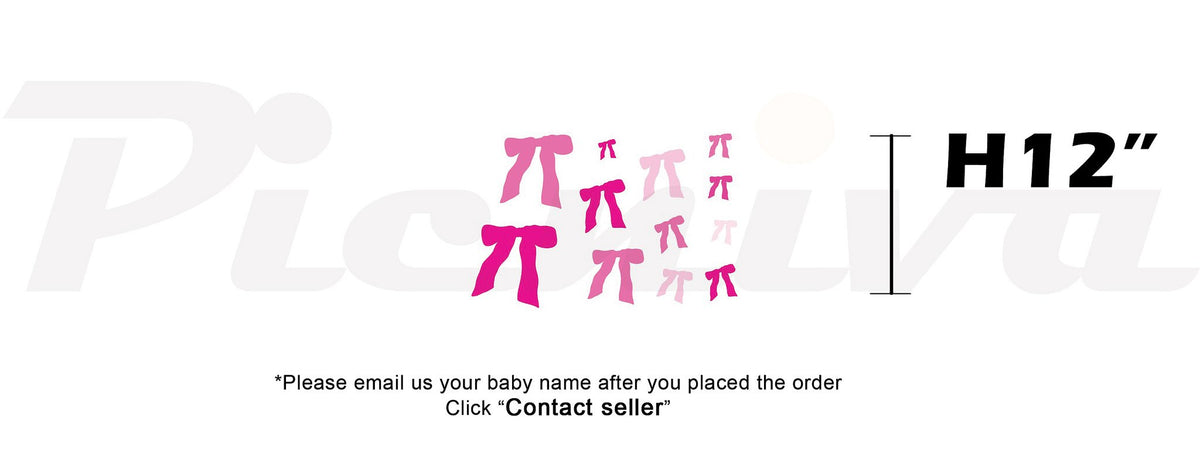 Picniva Custom Baby Name Wall Decal, Pink Ribbon, Font One