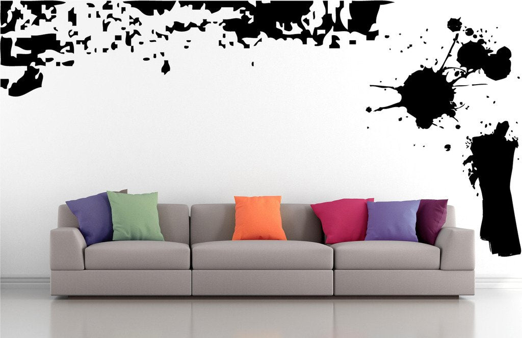 Picniva Border Paint Streak Wall Decals, Black, 10 in Height, DOTPR11A