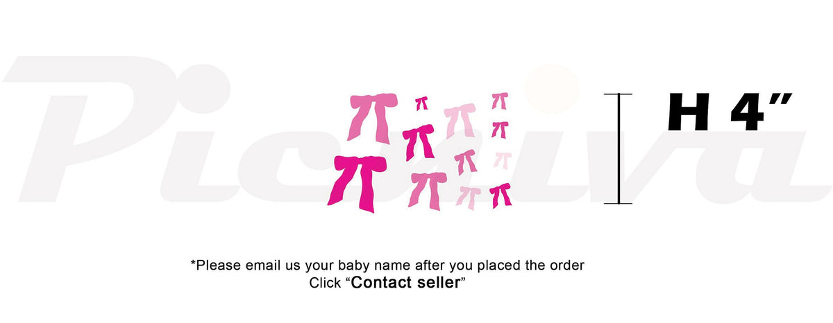 Picniva Custom Baby Name Wall Decal, Pink Ribbon, Font One
