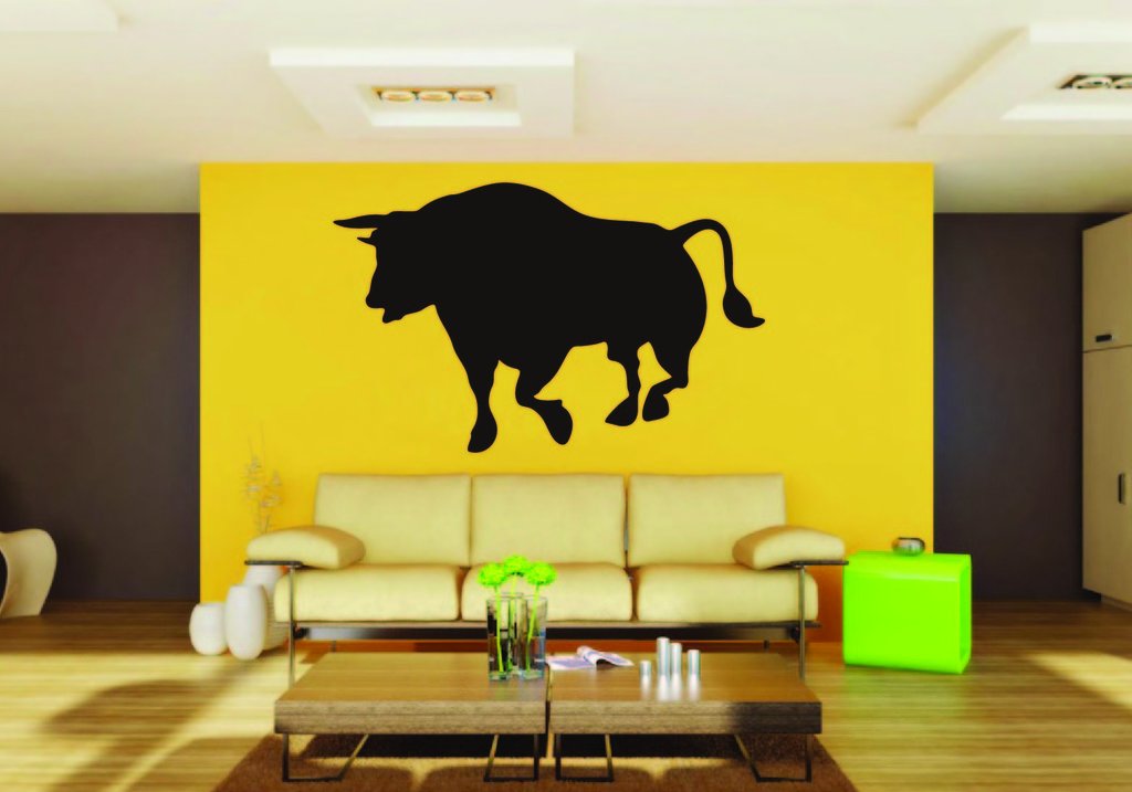 Picniva Bull Sty12a Vinyl Wall Decal, Approx 22 x 13.2 in, Removable
