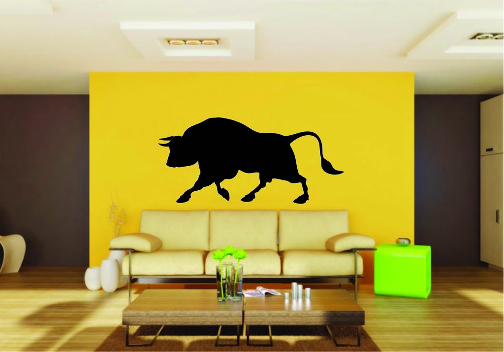 Picniva Bull Sty2a Vinyl Wall Decal, Approx 22 x 10.47 in, Removable