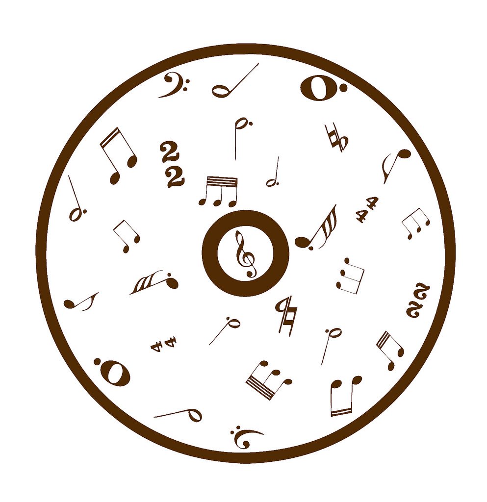 Picniva Outline CD Music Symbols Wall Decal for Musicians