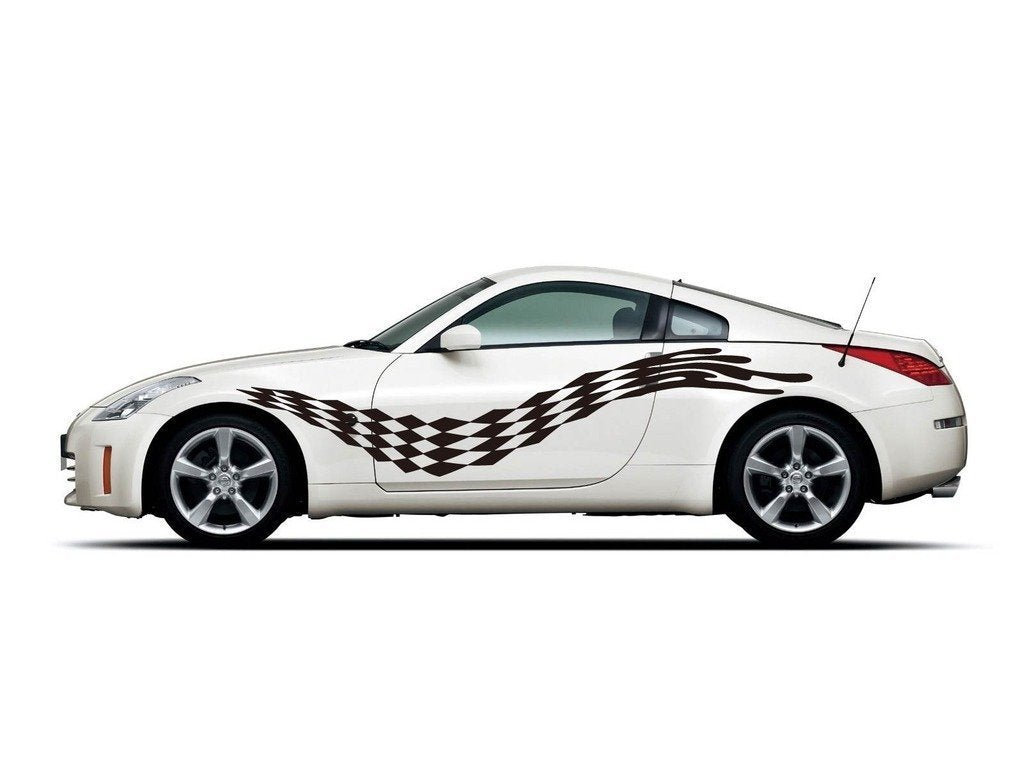 Picniva Checkered Wave Vinyl Car Body Side Decals, Two Pack