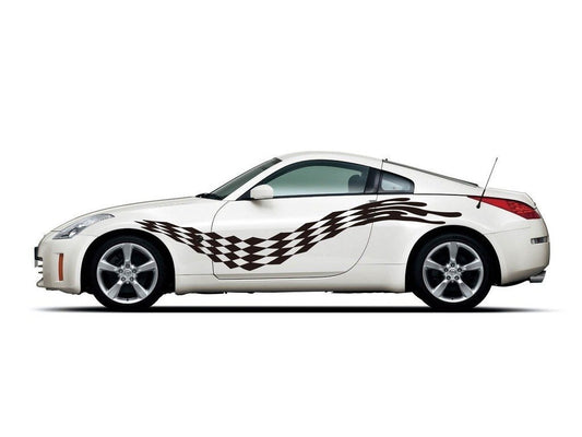Picniva Checkered Wave Vinyl Car Body Side Decals, Two Pack