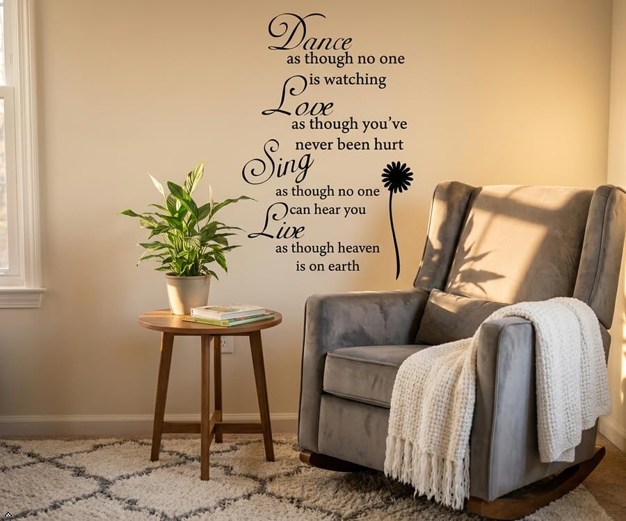 Picniva Dance Love Sing Live Wall Decal, Black, Size 15 x 23