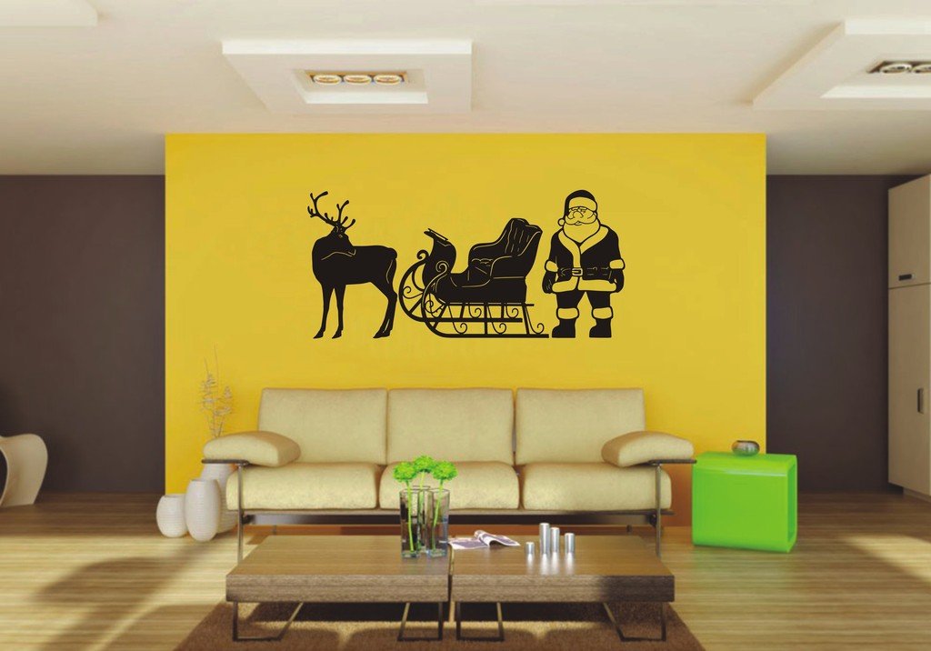 Picniva Sleigh Santa Sty3 Vinyl Wall Decal, Approx 22 x 10.31 in, Removable