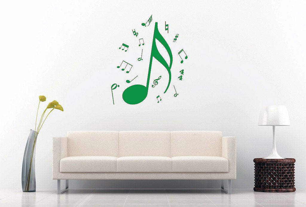 Picniva Sixteenth Note Music Symbols Wall Decal, Green 10 in