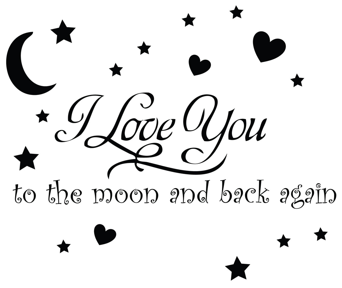 Decaltor Moon and Back Quote Vinyl Wall Decal, Home Decor