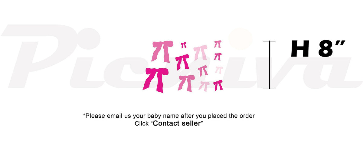 Picniva Custom Baby Name Wall Decal, Pink Ribbon, Font One