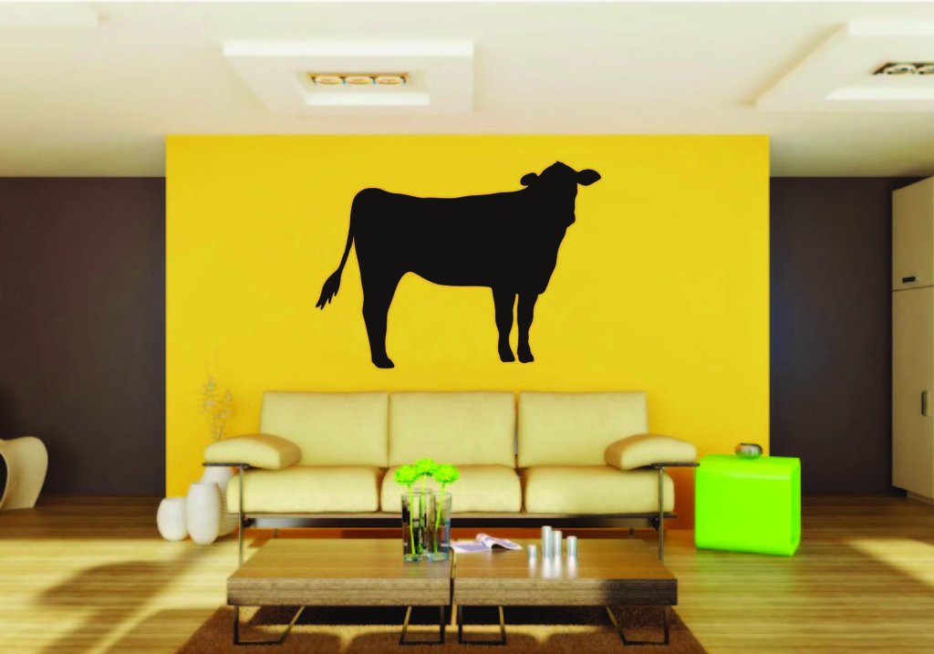 Picniva Cow Sty93 Vinyl Wall Decal, Approx 22 x 17.6 in, Removable