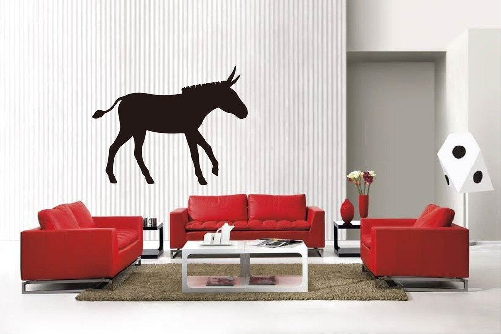 Picniva Donkey Style 12 Vinyl Wall Decal, Matte Black, 22 x 17.6 in