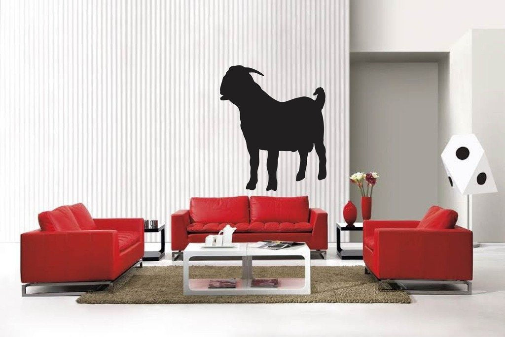Picniva Matte Black Boer Goat Style 5a Vinyl Wall Decal Farm Barn Decor Art