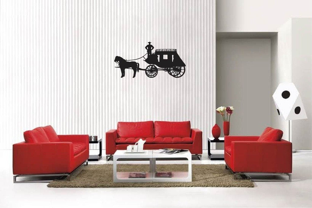 Picniva Matte Black Stagecoach Style 4a Vinyl Wall Decal Western Rustic