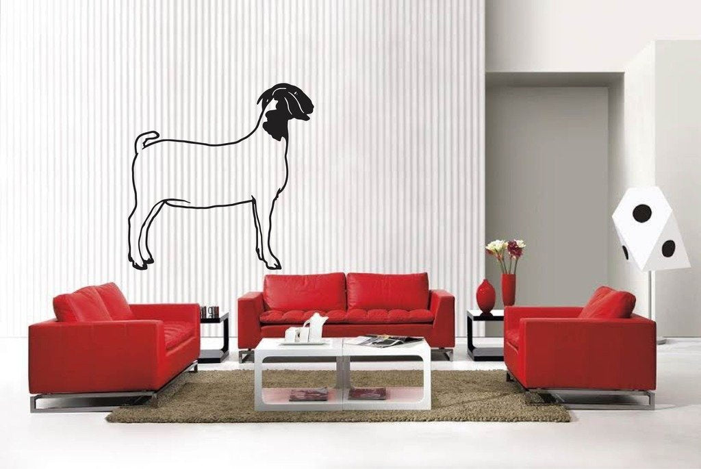 Picniva Matte Black Boer Goat Style 4 Vinyl Wall Decal Farm Barn Decor Home