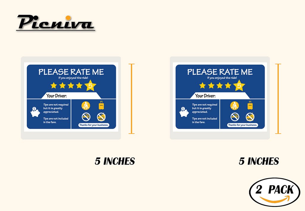 Picniva Please Rate Me Taxi Stickers, 5 in, Two Pack