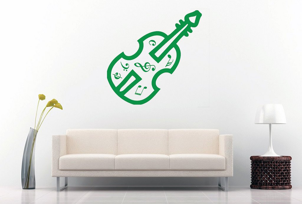 Picniva Violin Music Notes Wall Decal, Green 10 in