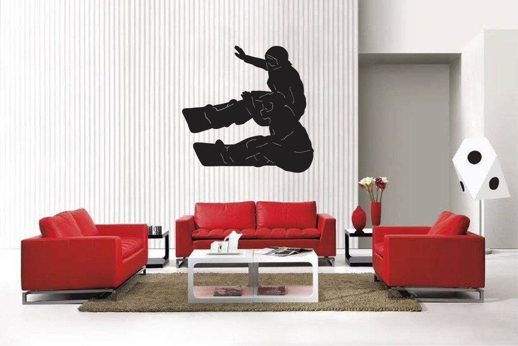 Picniva Matte Black Snowboard Style 5 Vinyl Wall Decal Winter Sports Decor