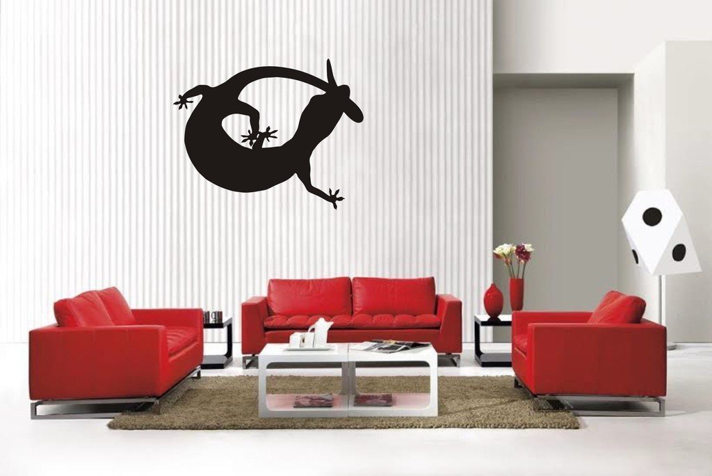 Picniva Matte Black Gecko Style 6 Vinyl Wall Decal Reptile Nature BG5629