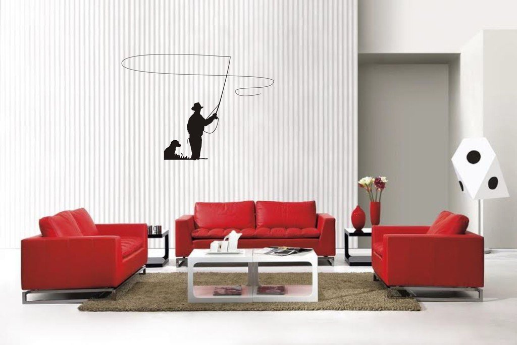 Picniva Fly Fishing Style 19 Vinyl Wall Decal, Matte Black, 22 x 15.36 in