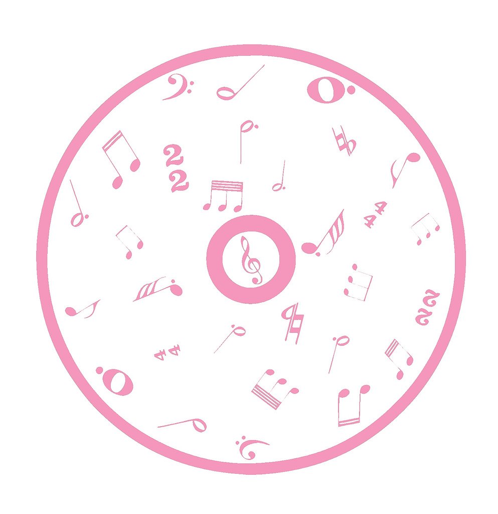Picniva Outline CD Music Symbols Wall Decal for Musicians