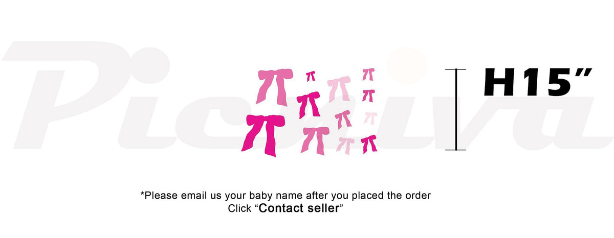 Picniva Custom Baby Name Wall Decal, Pink Ribbon, Font One