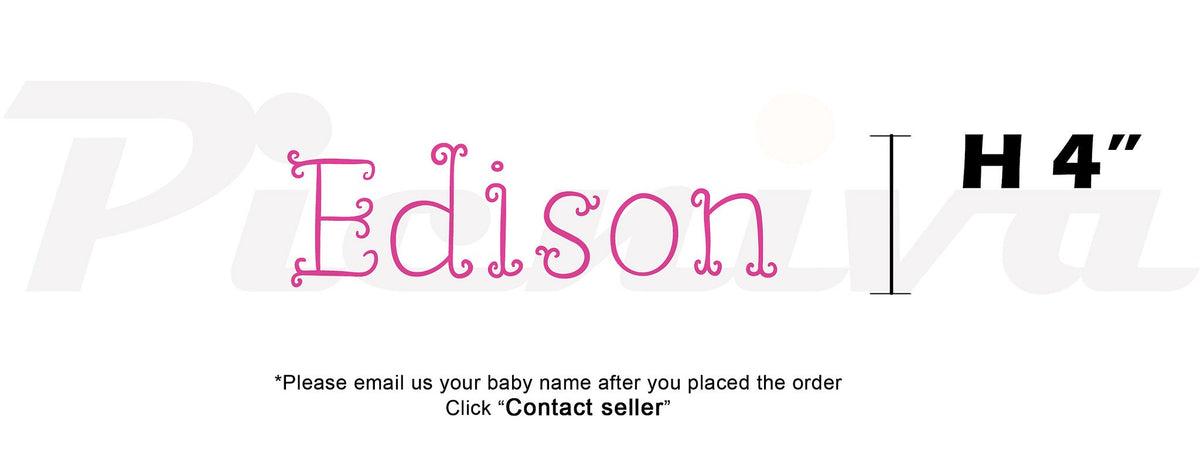 Picniva Custom Baby Name Wall Decal, Pink Butterfly, Font Five