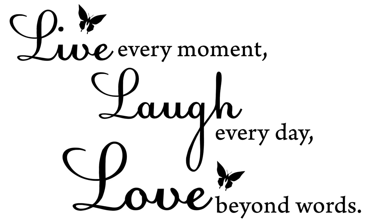 Picniva Live Every Moment Quote Vinyl Wall Decal, Black, 15 x 22 in