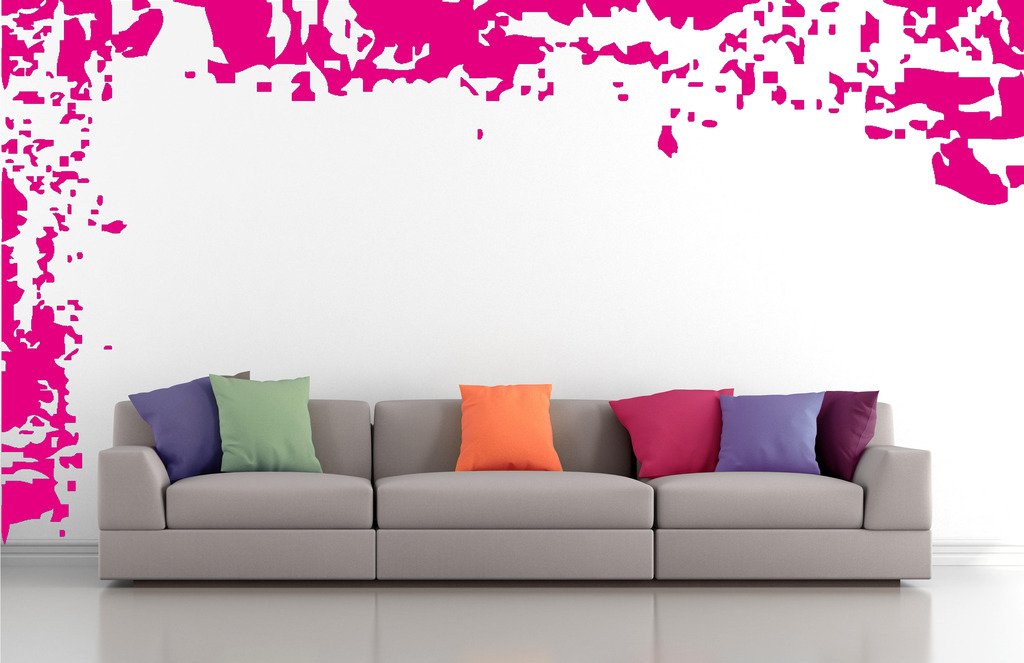 Picniva Grunge Borders Wall Decals, Pink, 10 in Height, DOTPR02A