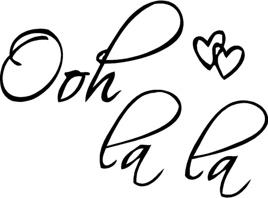 OOH LA LA Paris France Hearts Love Quote Vinyl Wall Decal Decor Art Sticker - Size: 22"x 14"