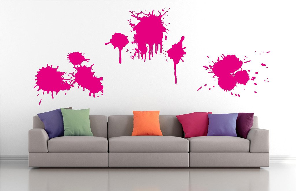 Picniva Ink Splatters Wall Decals, Pink, 10 in Height, DOTPR10A