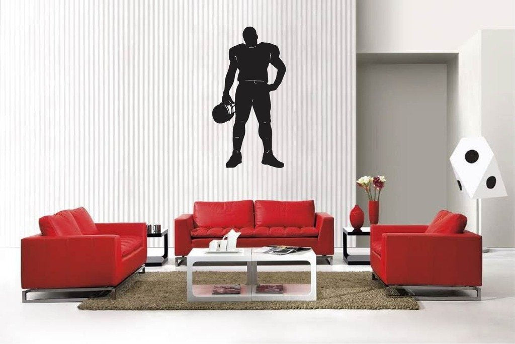 Picniva Matte Black Football Style 17 Vinyl Wall Decal Sports Decor