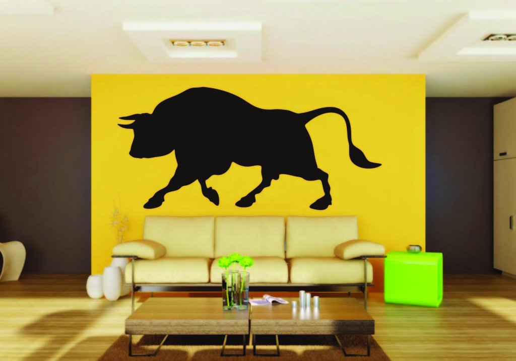 Picniva Bull Sty2a Vinyl Wall Decal, Approx 22 x 11 in, Removable