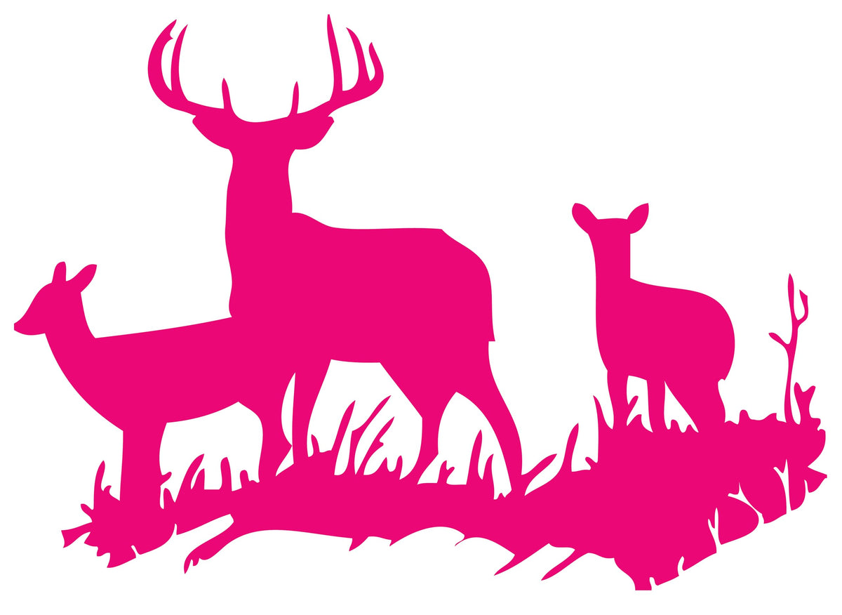 Picniva Buck Deer Doe Silhouette Wall Decal, Pink, 16 x 23 in