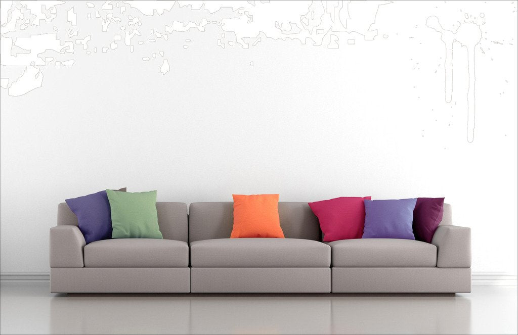 Picniva Drips Border Wall Decals, White, 10 in Height, DOTPR03A