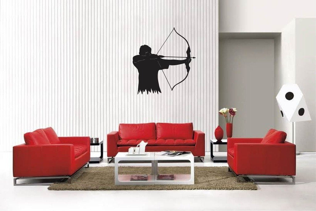 Picniva Matte Black Archery Style 3 Vinyl Wall Decal Sports Decor
