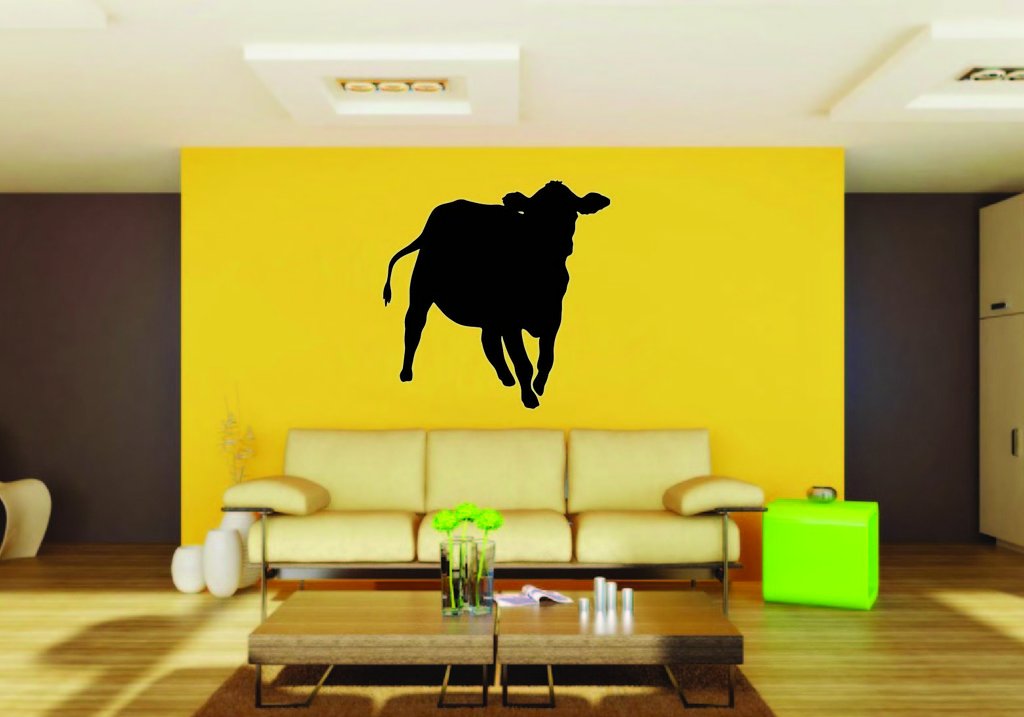 Picniva Cow Sty9 Vinyl Wall Decal, Approx 22 in Square, Removable