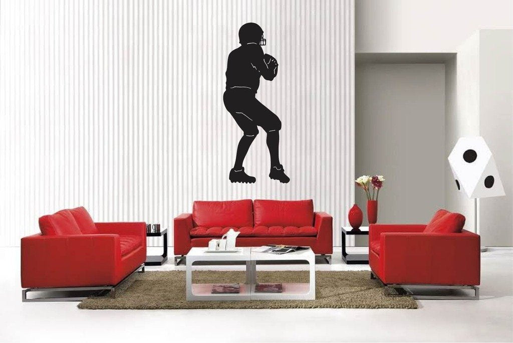 Picniva Matte Black Football Style 18 Vinyl Wall Decal Sports Decor