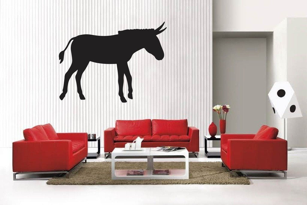 Picniva Matte Black Donkey Style 20 Vinyl Wall Decal Farm Barn Decor BG5588