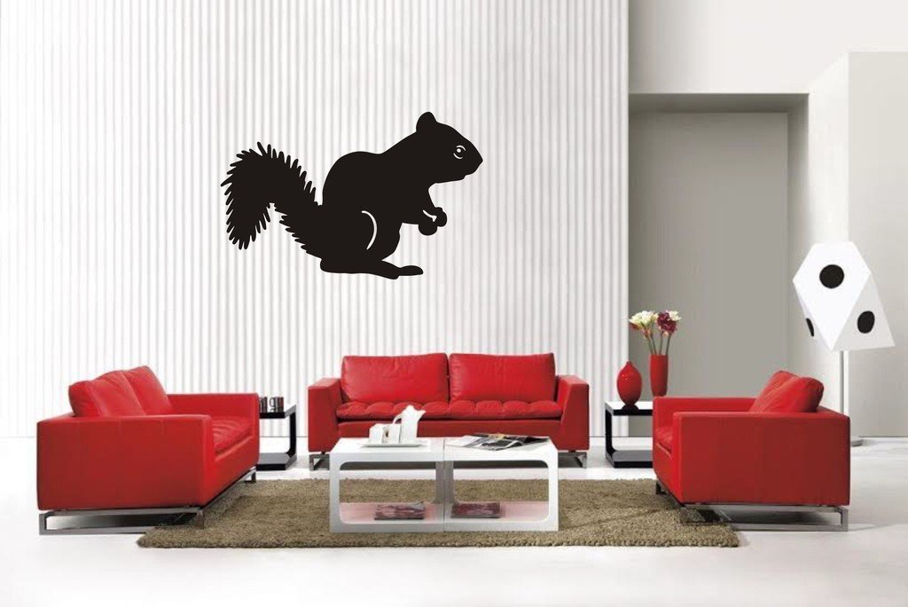 Picniva Squirrel Vinyl Wall Decal, Matte Black, 22 x 14.05 in