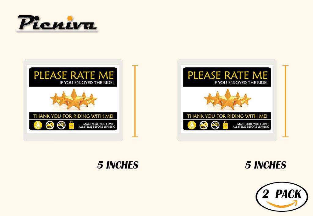 Picniva Please Rate Me Taxi Stickers, Two Pack