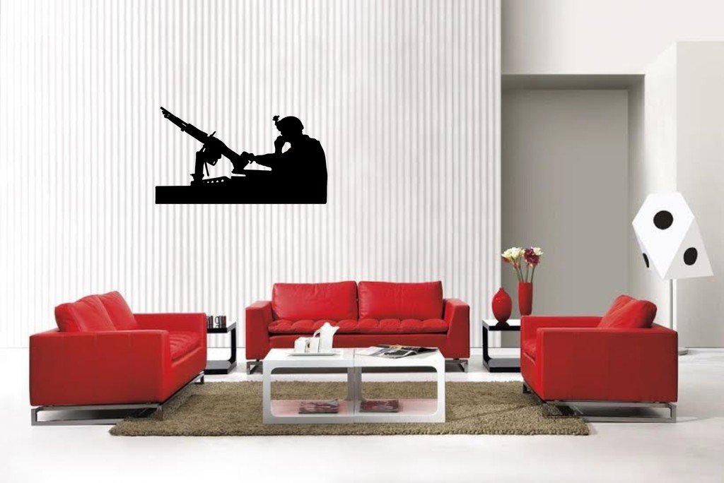 Picniva Matte Black Soldier Style 2 Vinyl Wall Decal Home Decor