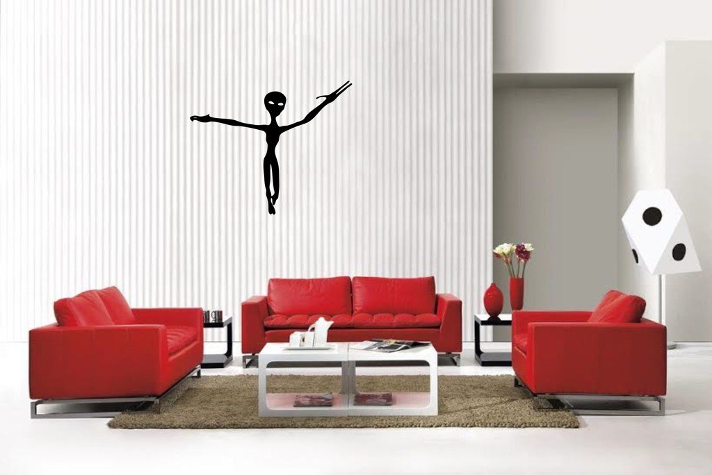 Picniva Matte Black Alien Style 13a Vinyl Wall Decal Fantasy Decor